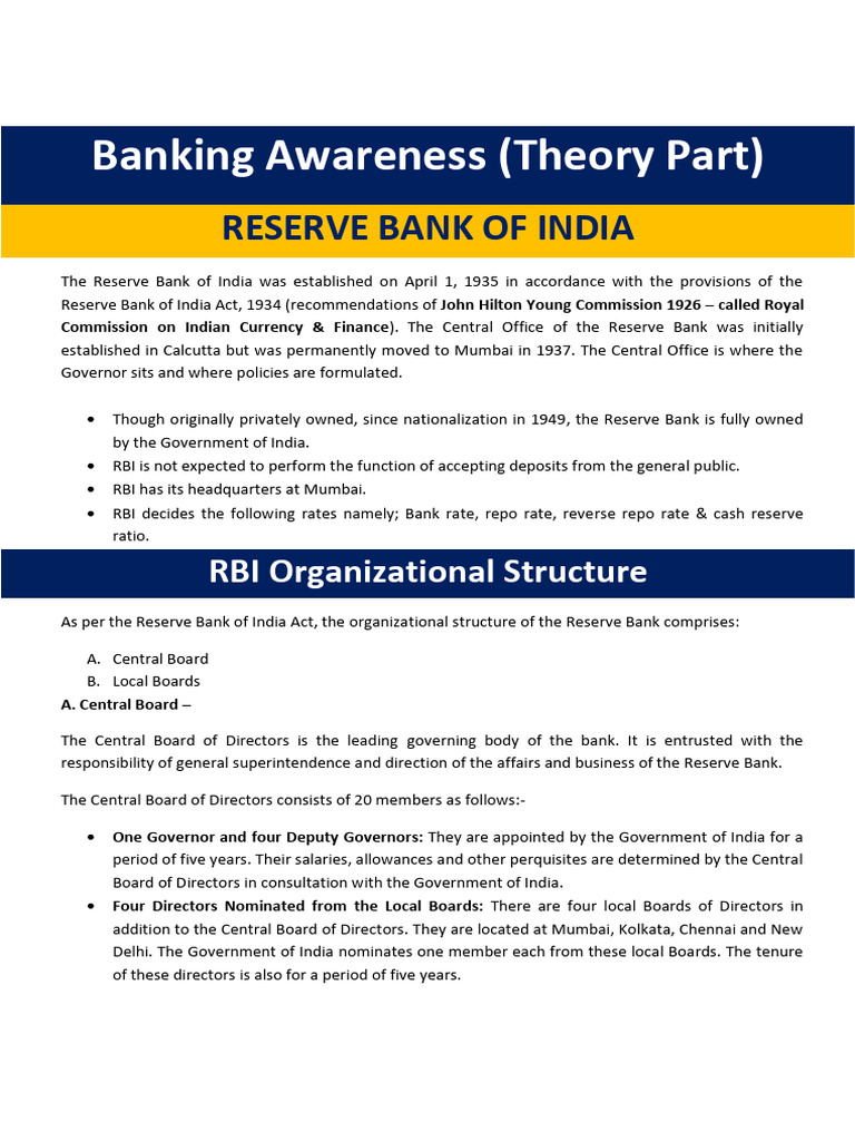 Overview of Reserve Bank of India Functions | PDF | Reserve Bank Of ...