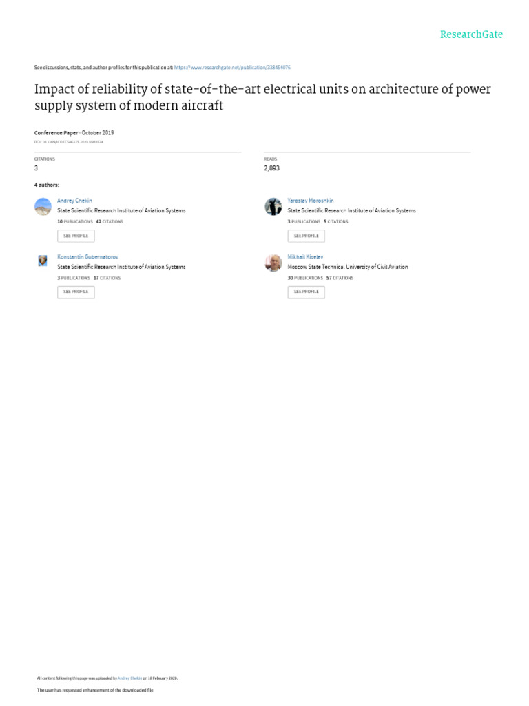 Aircraft Power Supply System Reliability | PDF | Electric Generator ...