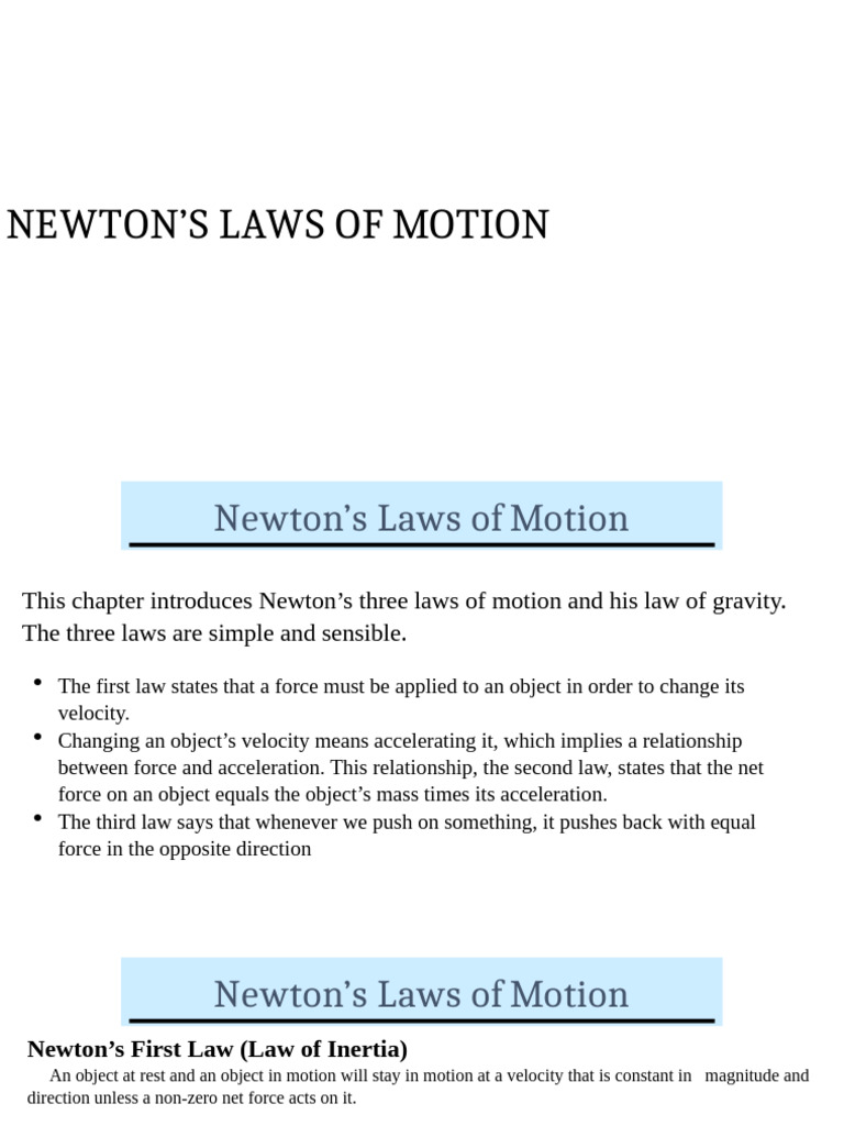 Newton's Laws of Motion Explained | PDF | Force | Acceleration