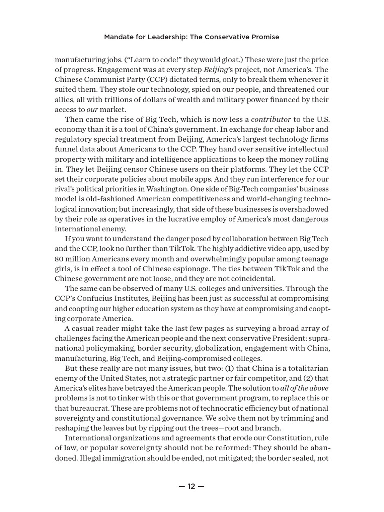 2025 MandateForLeadership FULL-45 | PDF | China | World Politics