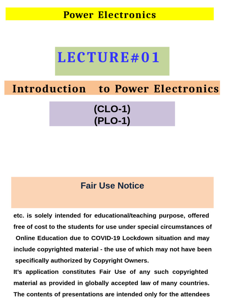 LEC-01 (Introduction To Power ES) | PDF | Power Electronics | Direct ...