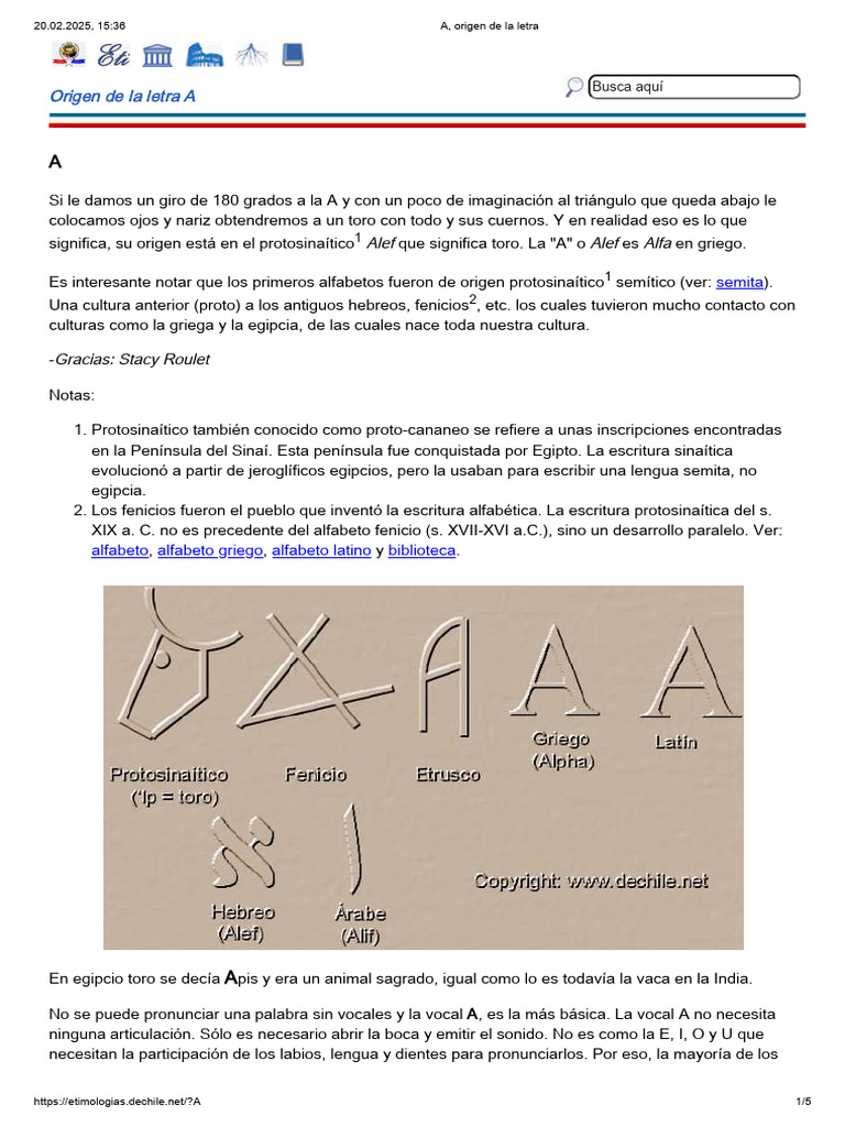 Origen y evolución de la letra A | PDF | Alfabeto | Escritura