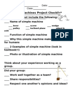 Simple Machines Project Checklist