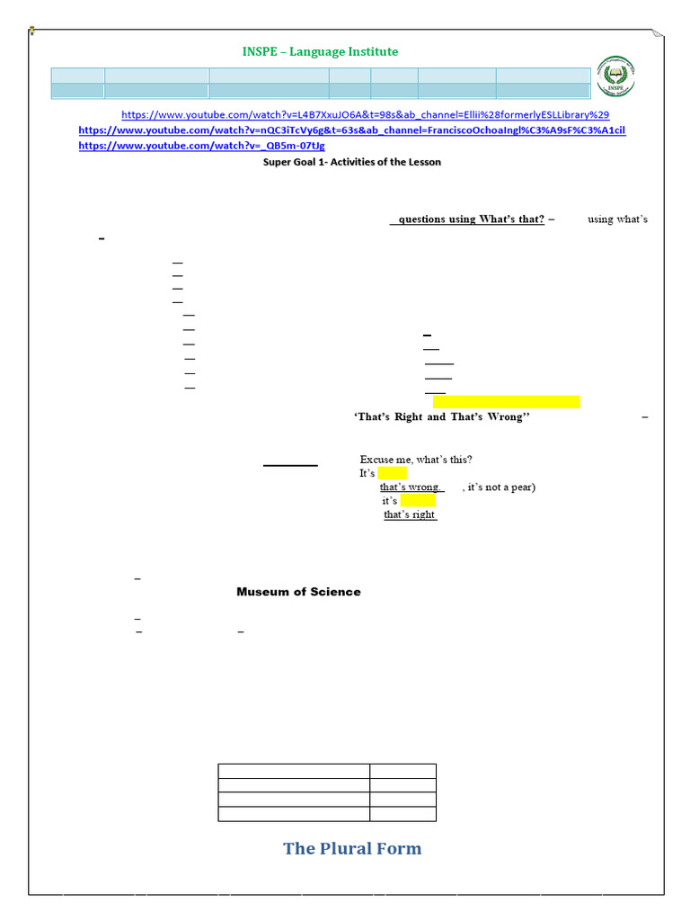Lesson 03 SG1 (2023) - What Is That | PDF | Linguistics