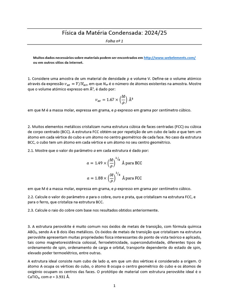 Física da Matéria Condensada: Estruturas e Propriedades | PDF | Átomos ...