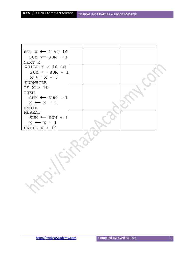 IGCSE Computer Science Past Papers | PDF | String (Computer Science ...