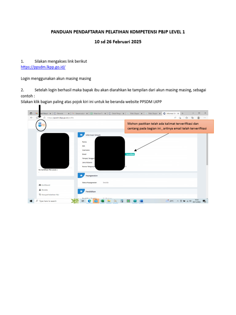 Panduan Pendaftaran Pelatihan Pbj 10 Sd 26 Februari 2025 Pdf