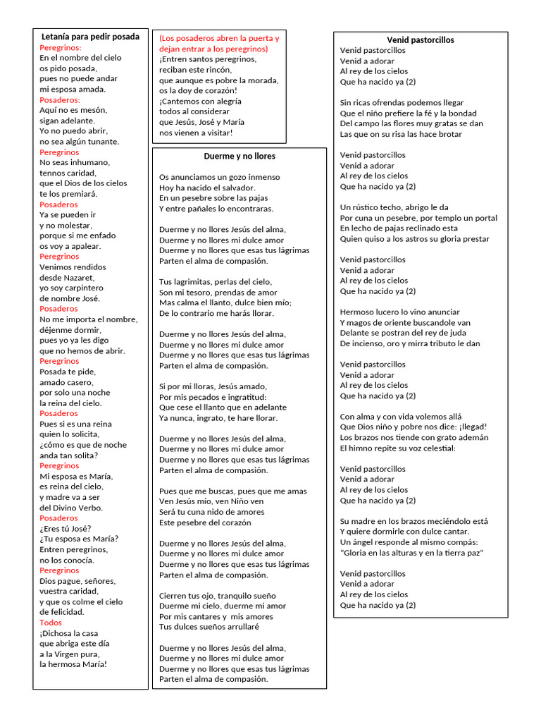 Letanía de la Posada y Villancicos | PDF | María, madre de Jesús | Amor
