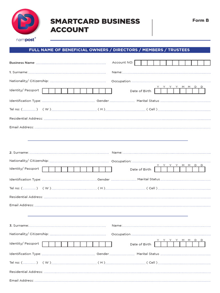 Smartcard Business Account Form B | PDF