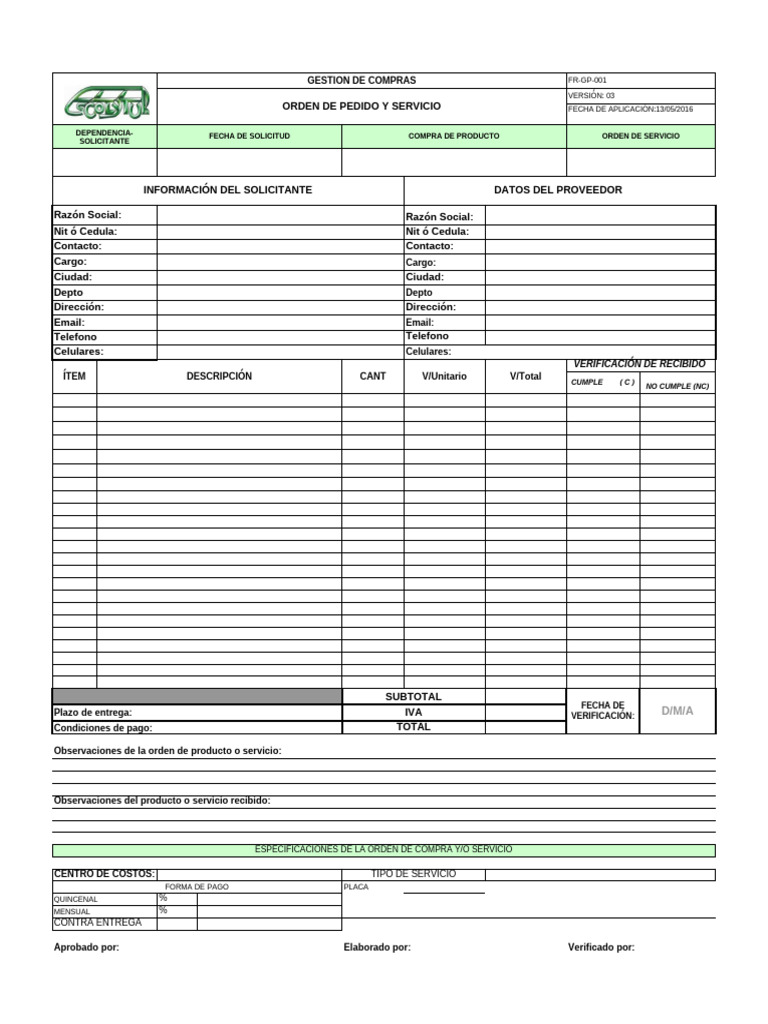 Orden de Compra y Servicio Eficiente | PDF