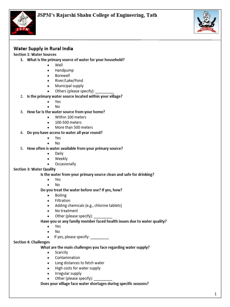 Field Visit Questionnaire for Rural Issues | PDF | Toilet | Health Care