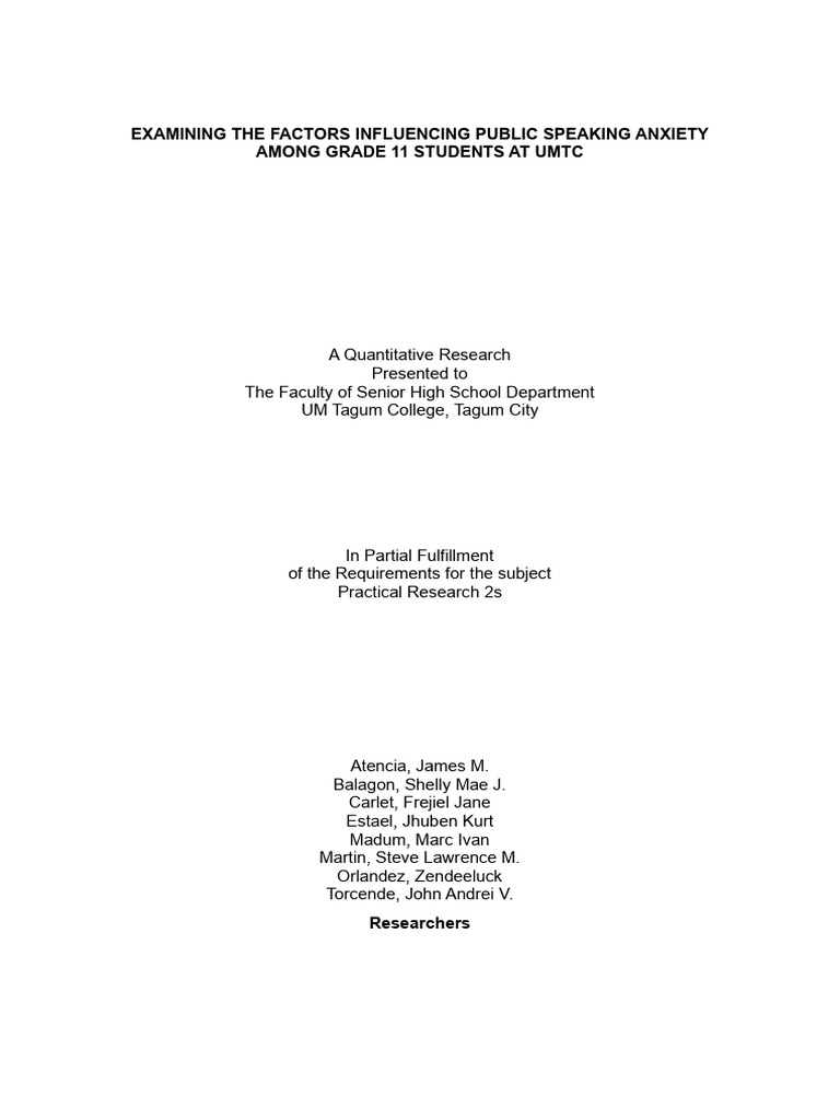 Factors Affecting Public Speaking Anxiety | PDF | Self Efficacy | Anxiety