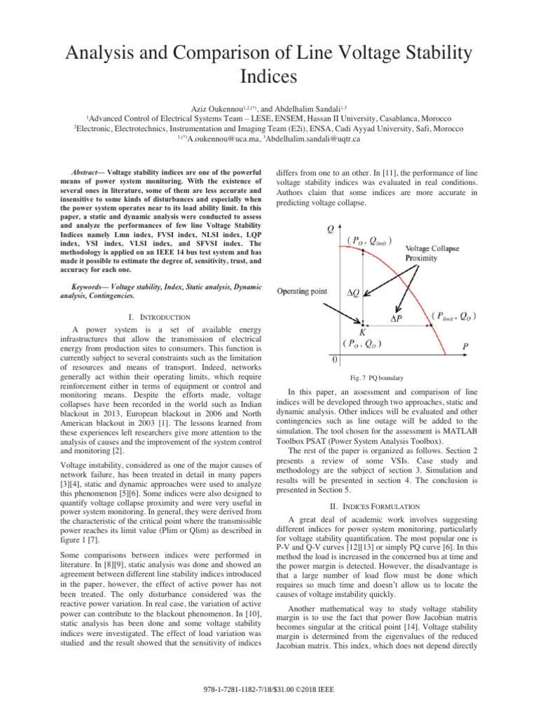 Line Voltage Stability Indices Analysis | PDF | Electricity ...