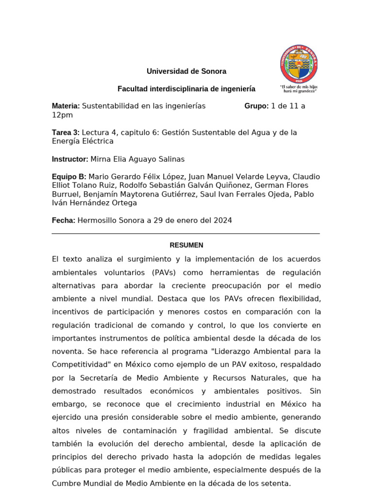 Gestión Sustentable del Agua y Energía | PDF | Entorno natural ...