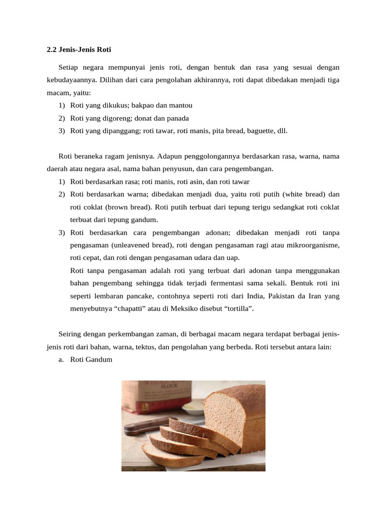 Jenis-Jenis Roti dan Contohnya | PDF