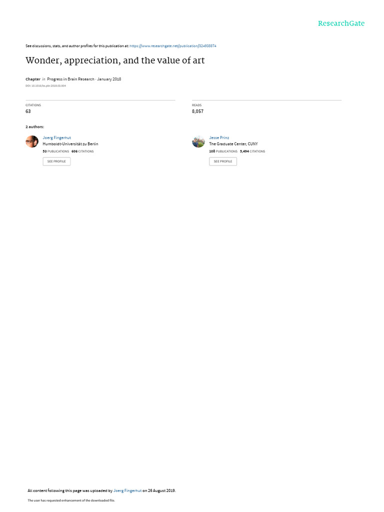 Wonder Appreciation and The Value of Art | PDF | Emotions | Beauty