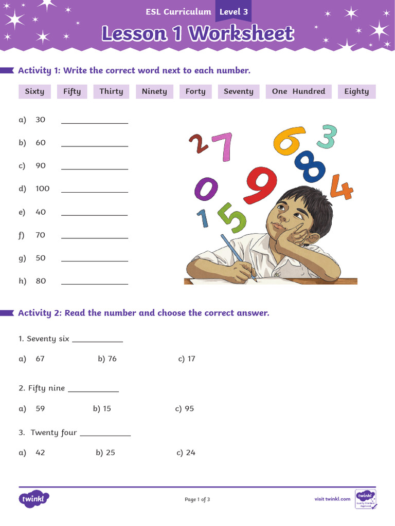Level 3, Lesson 1 Worksheet | PDF | English As A Second Or Foreign ...
