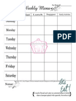 Weekly Menu Plan Printable - Cupcake