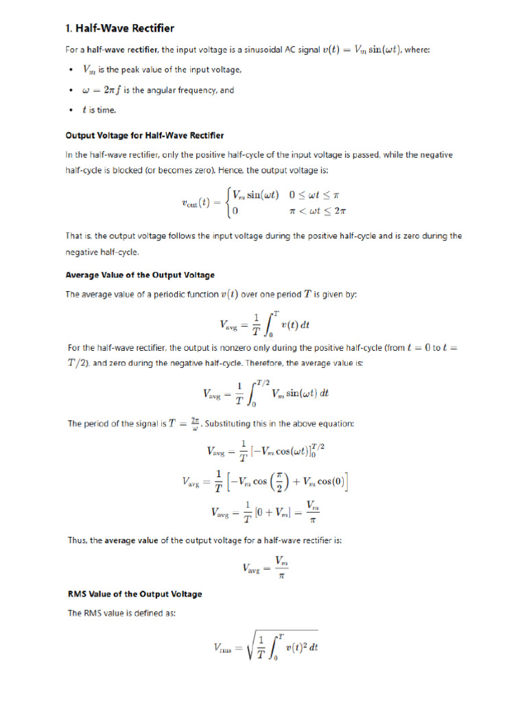 Average and RMS Value - HWR & FWR | PDF
