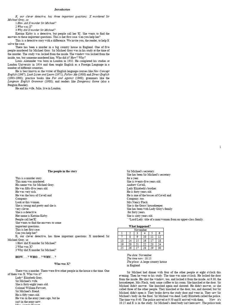 K's First Case: The Murder of Sir Michael | PDF | Room