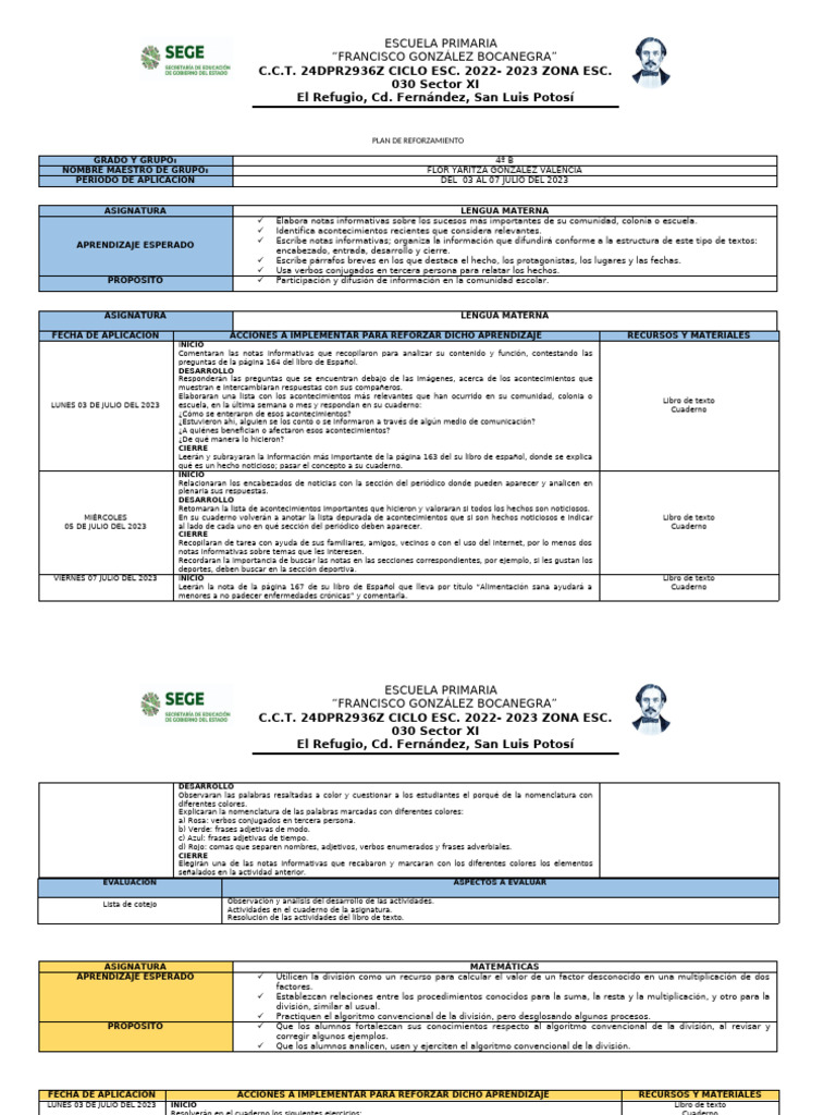 03 - 07 julio planeacion | PDF | Evaluación | Aprendizaje