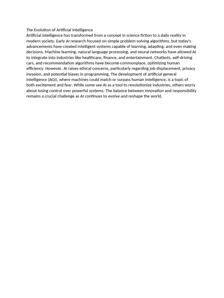 The Evolution of Artificial Intelligence | PDF