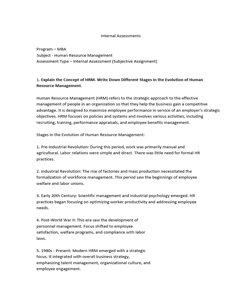 HRM Concepts and Evolution Explained | PDF | Human Resource Management ...