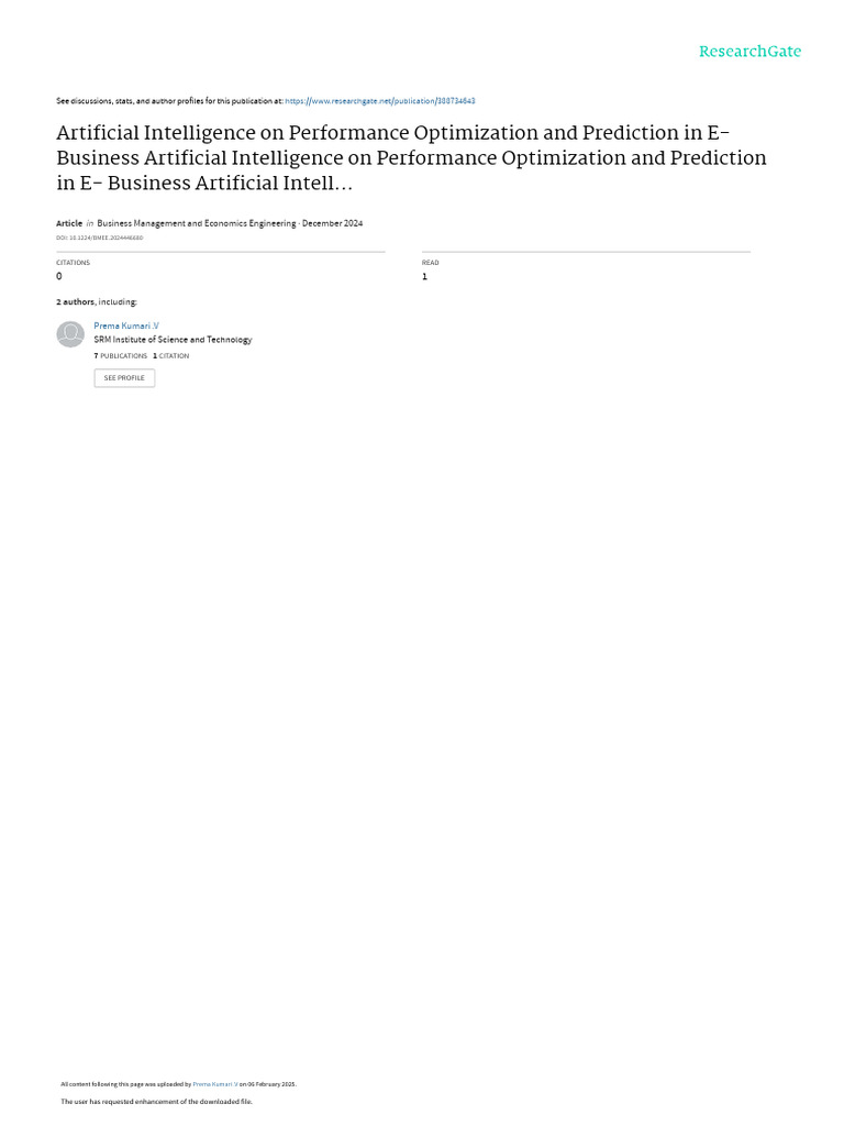 AI-Driven Performance Optimization in E-Business | PDF | Autoregressive ...