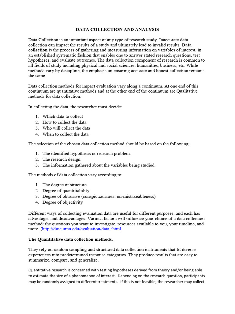 Data Collection and Analysis_Lec6 | PDF | Survey Methodology ...