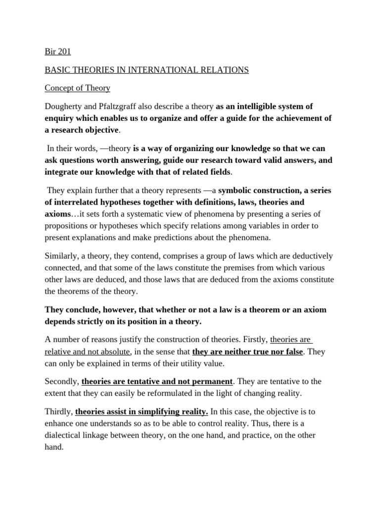Theories in International Relations Explained | PDF | Theory | Feminism