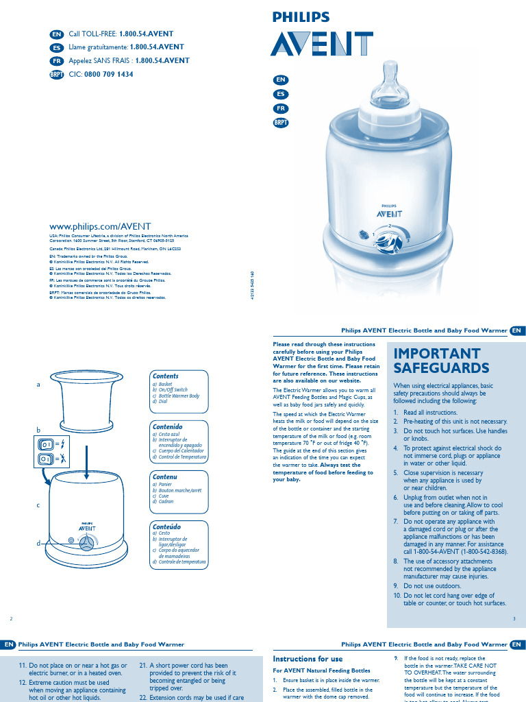 Philips Avent Bottle Warmer Instructions