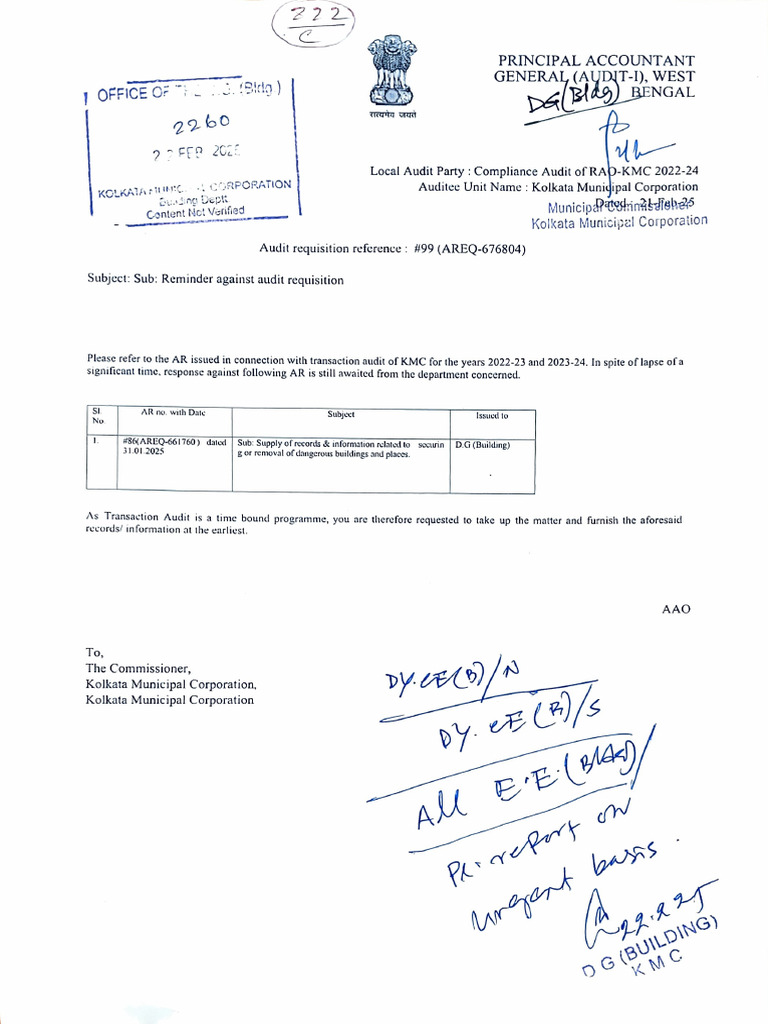 KMC Audit Compliance Reminder | PDF | Accounting | Kolkata