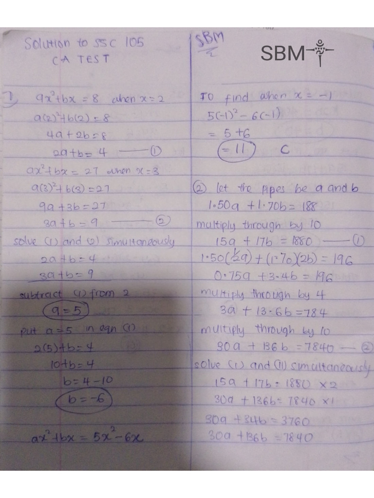 Solution To SSC 105 - SBM | PDF