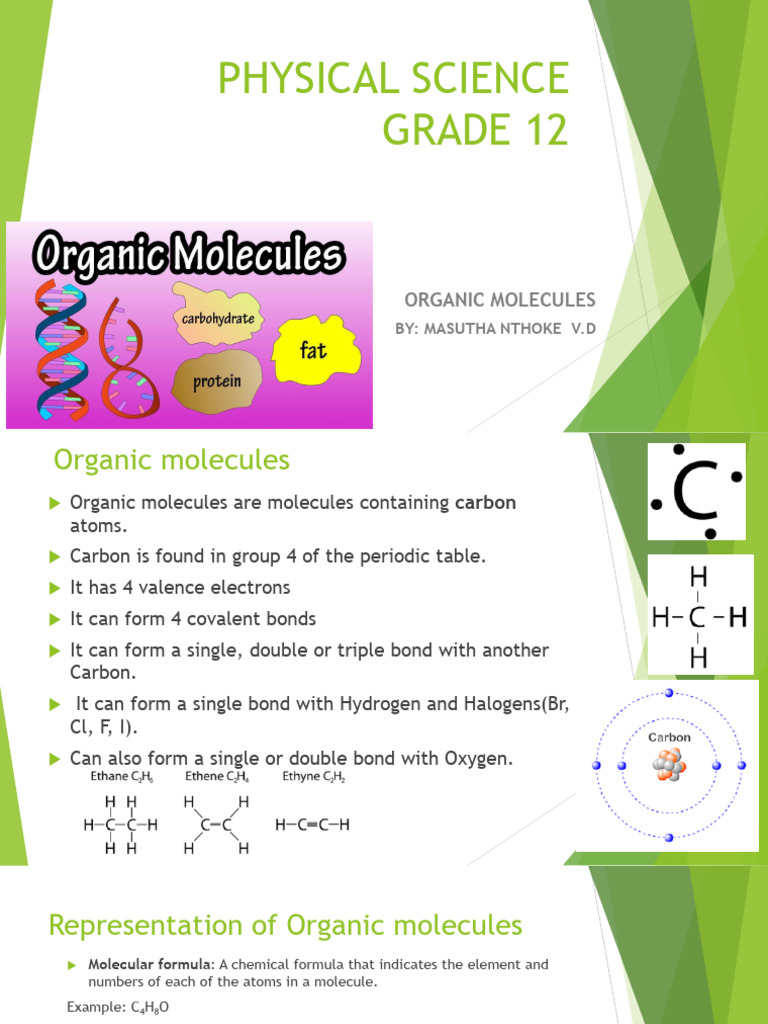 Grade 12 Organic Molecules Guide | PDF | Alkene | Functional Group