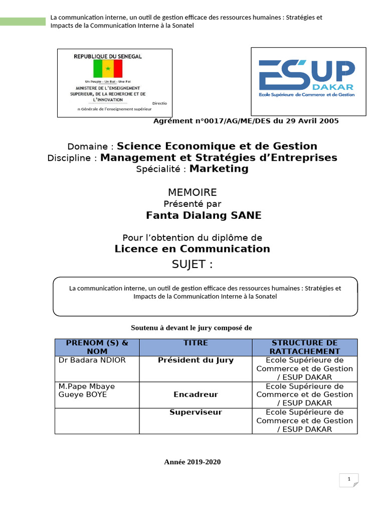 Communication interne et gestion RH à Sonatel | PDF | la communication ...