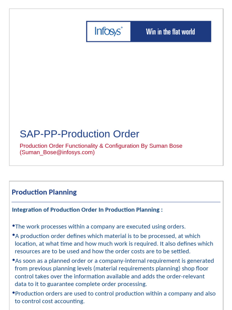 Production Order Configuration Overview | PDF | Computing