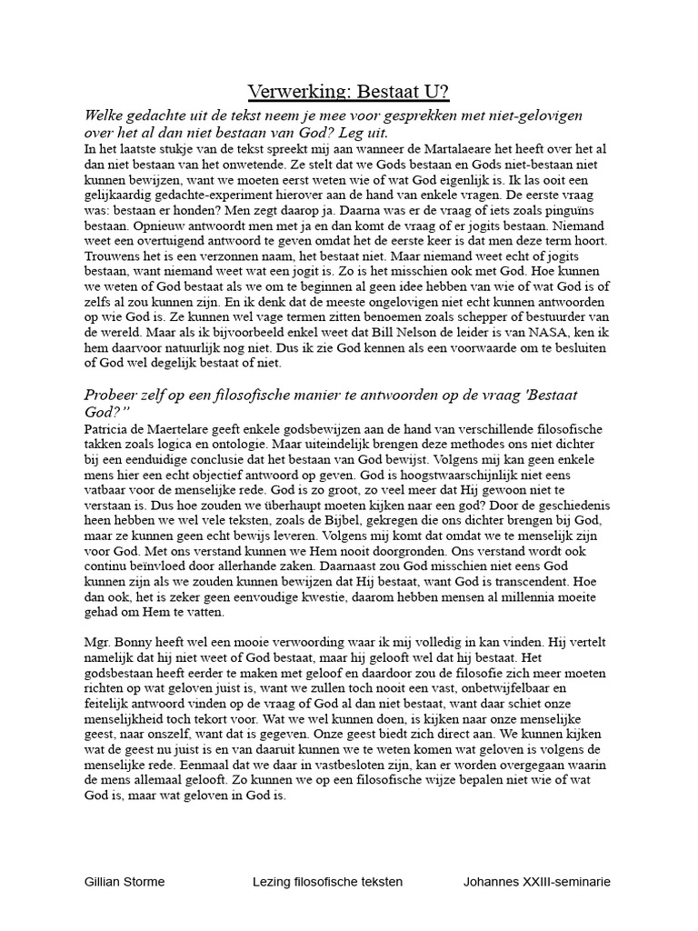 Verwerking - Bestaat U | PDF