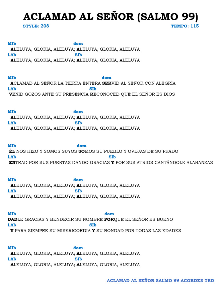 Aclamad al Señor: Salmo 99 Acordes | PDF