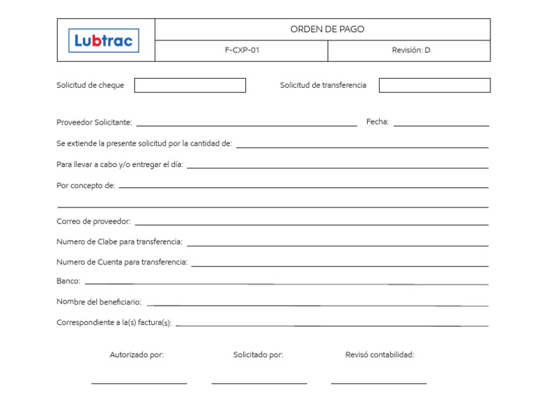 Formato de Orden de Pago a Proveedores | PDF
