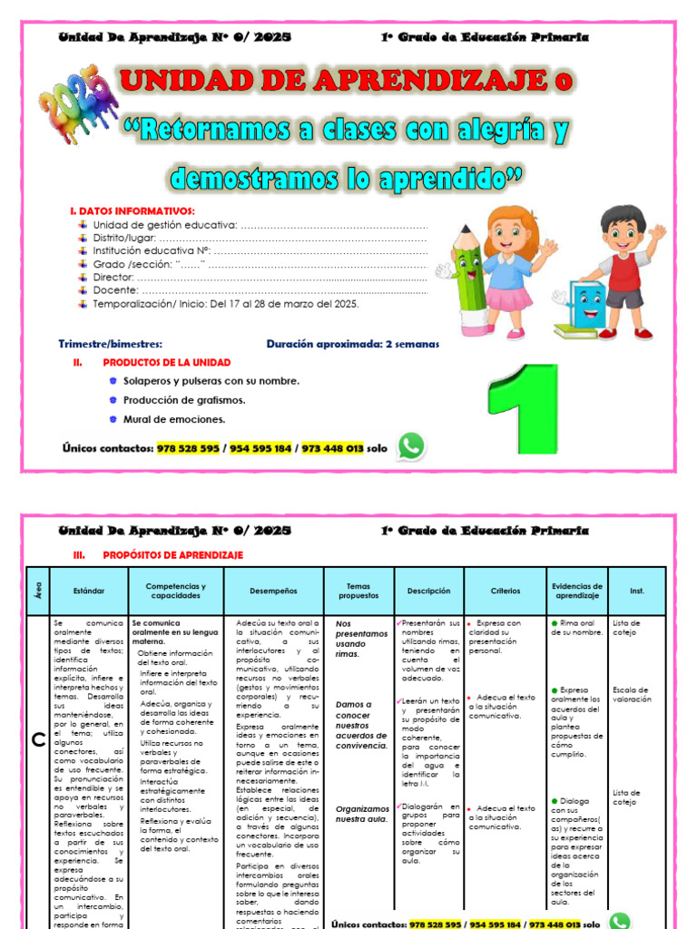 Unidad de Aprendizaje 1º Grado 2025 | PDF | Aprendizaje | Geometría