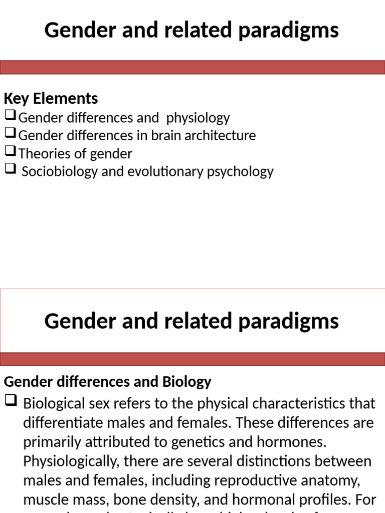 Gender Differences in Psychology Paradigms | PDF | Gender | Gender Studies