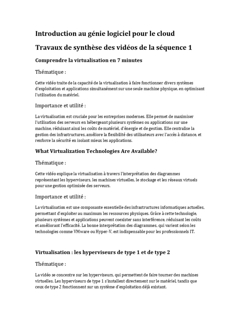 Introduction à la virtualisation cloud | PDF | Virtualisation | Application