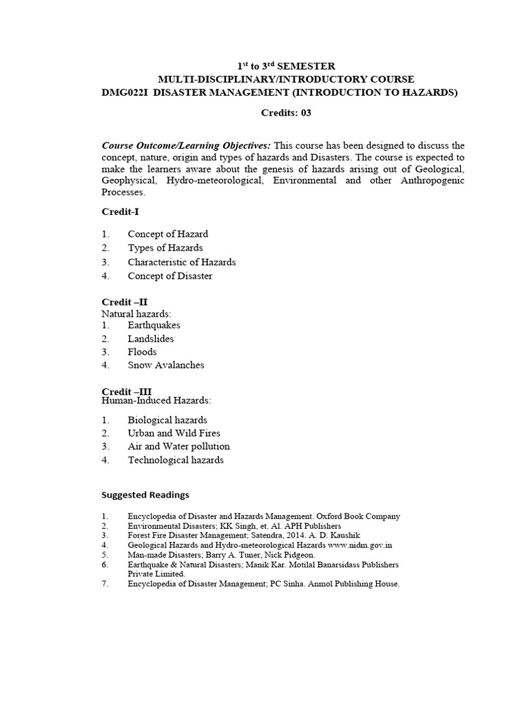 Introduction to Disaster Management Course | PDF