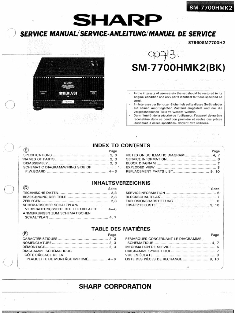 Sharp sm-7700h-mk2 SM | PDF
