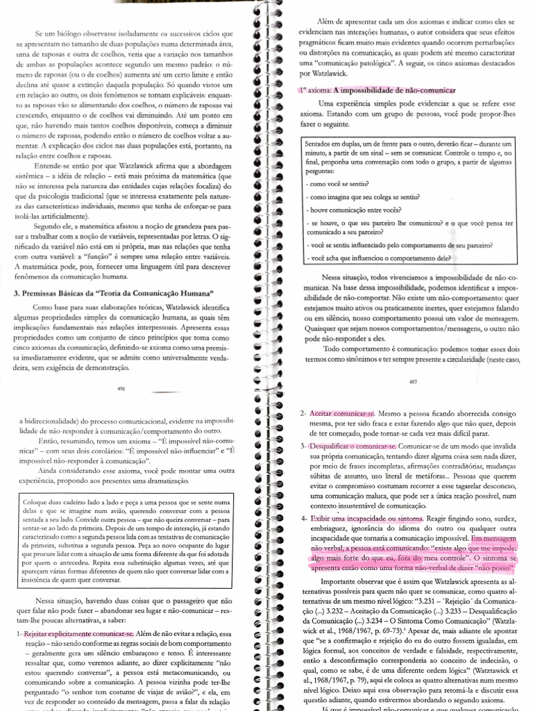 7+Os+5+Axiomas+Da+Comunicação+ +Texto+Base | PDF