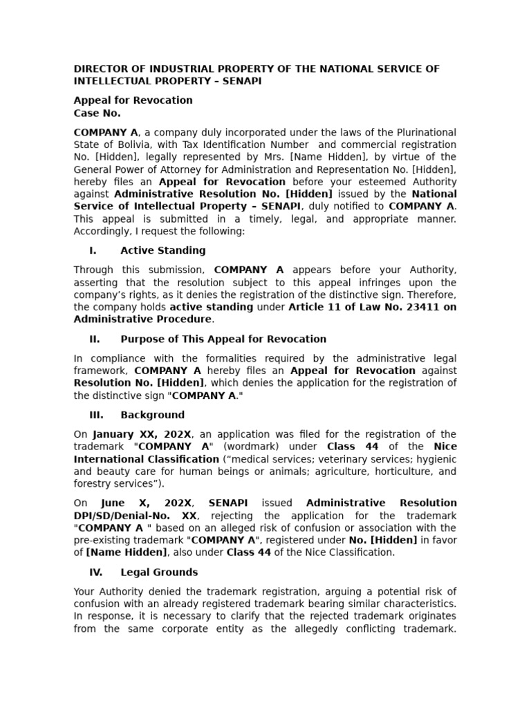 Appeal for Trademark Registration Revocation | PDF | Trademark | Brand