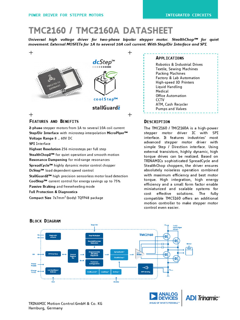 TMC2160 Stepper Motor Driver Datasheet | PDF | Electric Motor ...