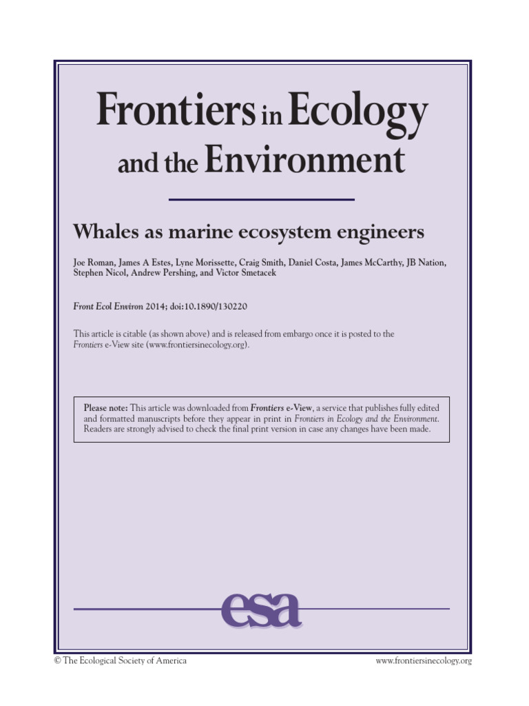 Whales' Role as Ecosystem Engineers | PDF | Whales | Marine Mammals