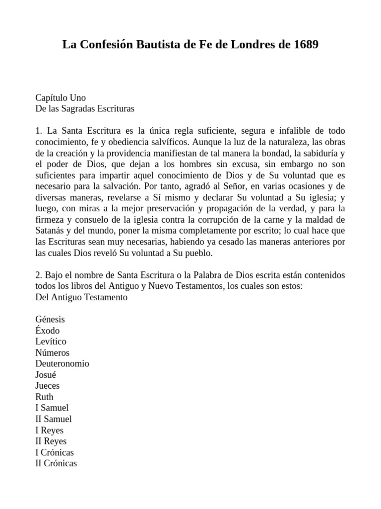La Confesión Bautista de Fe de Londres de 1689 | PDF | Pecado | Cristo ...