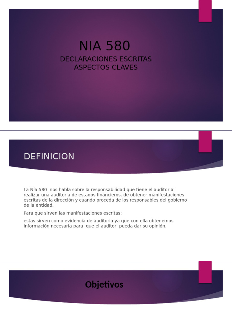 Nia 580 | PDF | Auditoría | Contralor